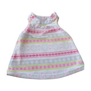 Carters Just One You Sleeveless‎ Fleece Dress Girls Size 3M White Pink Geometric